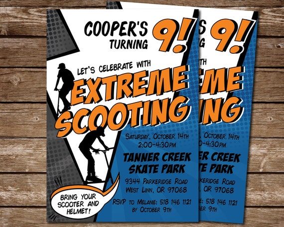 Scooter Party Invite, Scooting Birthday Invitation, DIGITAL Printable Invite, Scootering Party Theme Il_570xn