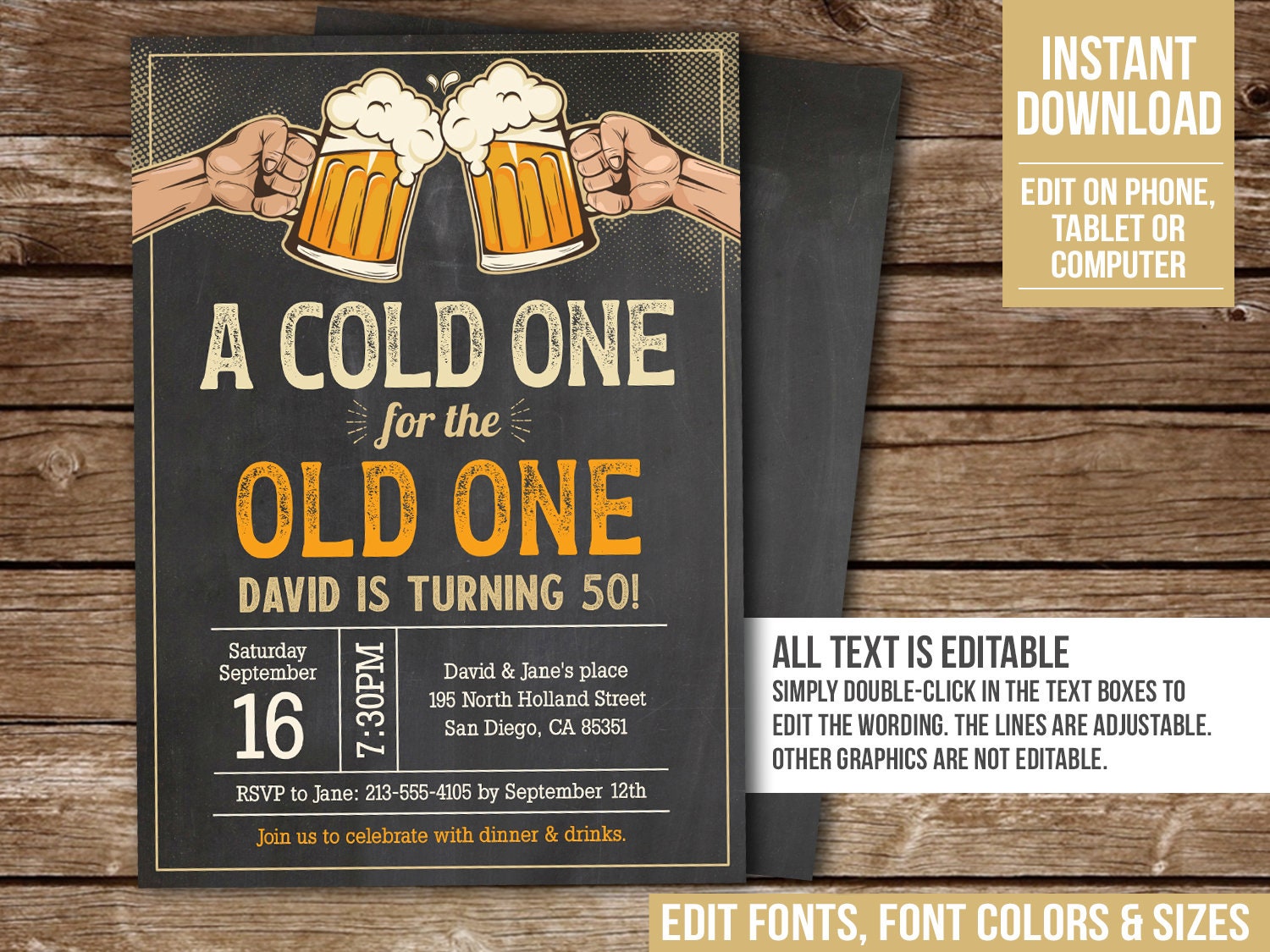 Editable Birthday Invitation Cold One for the Old One Beer Party Invite Man Adult Vintage 40th 50th 60th Any Age Digital PRINTABLE BV40 BV50 - Etsy editable-birthday-invitation-cold-one-for-the-old-one-beer-party-invite-man-adult-vintage-40th-50th-60th-any-age-digital-printable-bv40-bv50-etsy