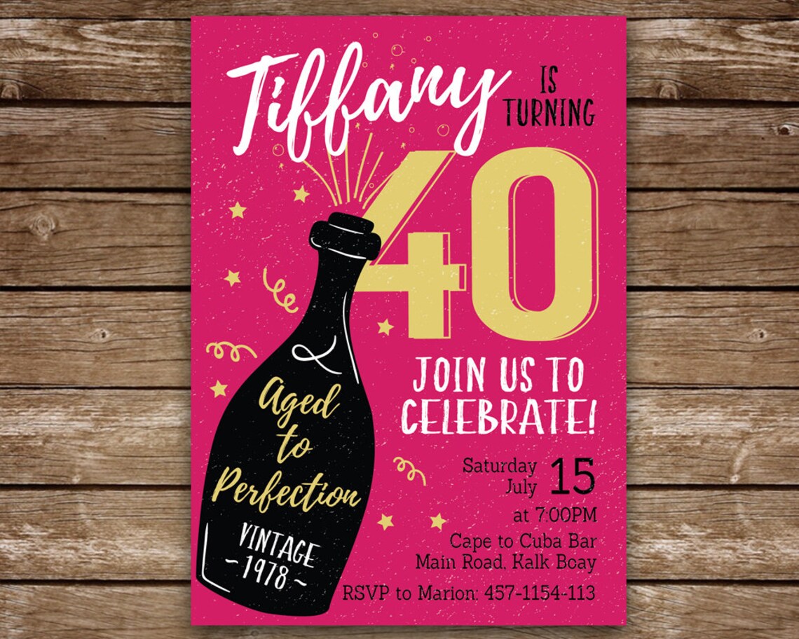 40. Geburtstagseinladung für Frau Champagner 40. Geburtstag Etsy