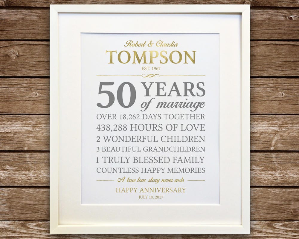 Golden Wedding Anniversary Gift 50th Anniversary Printable | Etsy