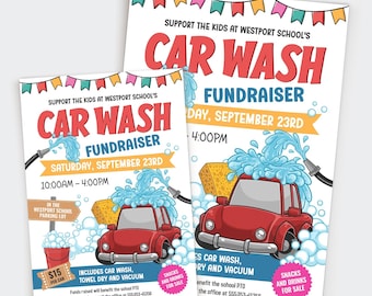 Car Wash Fundraiser Flyer | School & Community Car Wash Poster | Printable Editable Template | Instant Download CWF1