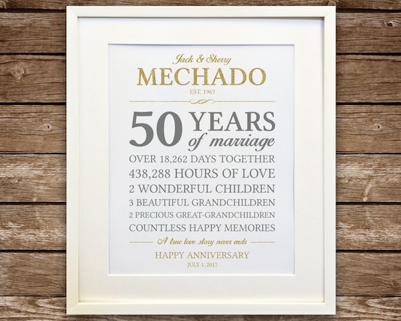 50th Anniversary Gift, Gold Anniversary, Anniversary Gift, Anniversary Gift for Parents, Anniversary Stats Printable, Custom Colors Il_570xn