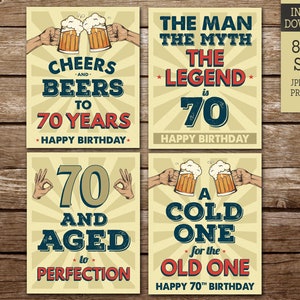 70.o cumpleaños fiesta decoración signos para hombres, saludos IMPRIMIBLES a 70 años signo, feliz 70 cumpleaños, descarga instantánea VB1