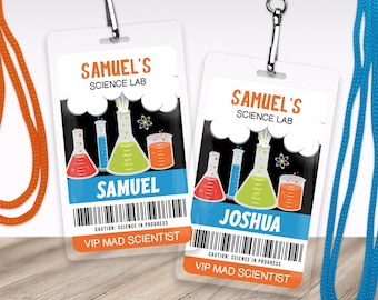 Science Birthday VIP Badge | VIP Mad Scientist Name Badge | Editable Lanyard Template | Instant Download SCI1