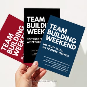 Team Building Invitation, Editable Company Team Building Weekend Invite, Funny Staff Team Building Invitation Template, Any Colors TEA1