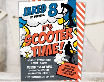 Scooter Birthday Invitation, EDITABLE Scooter Party Invite for boys, It's  Scooter Time! Scootering Birthday Invite Template, Corjl SC1