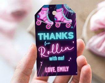 Roller Skating Birthday Thank You Favor Tags | Roller Skate Party Favor Tag Template | Editable Printable | Instant Download ROL1
