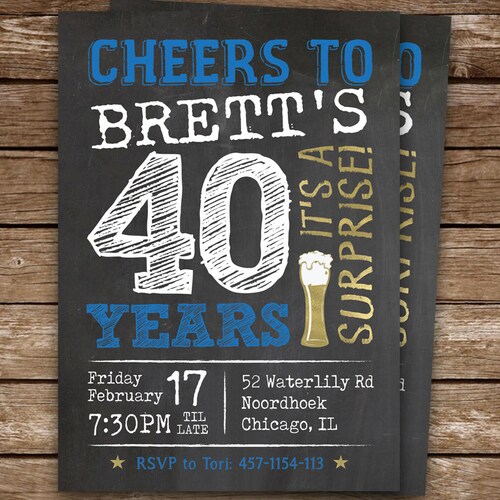 Surprise Birthday Invitation for Man Surprise 40th Birthday Etsy