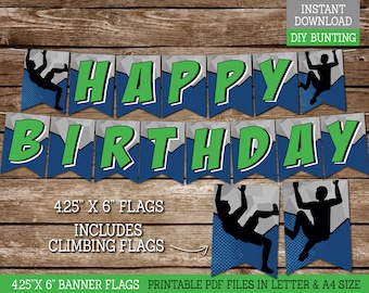 Rock Climbing Happy Birthday Banner for Boys, PRINTABLE Birthday Banner for Climbing Birthday Party Decor, DIY Banner, Instant Download CL5