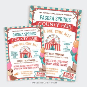 Editable County Fair Invitation Flyer, County Fair Flyer and Poster Templates, Country Western Fun Fair, Cowboy Carnival Invitation, FSC1