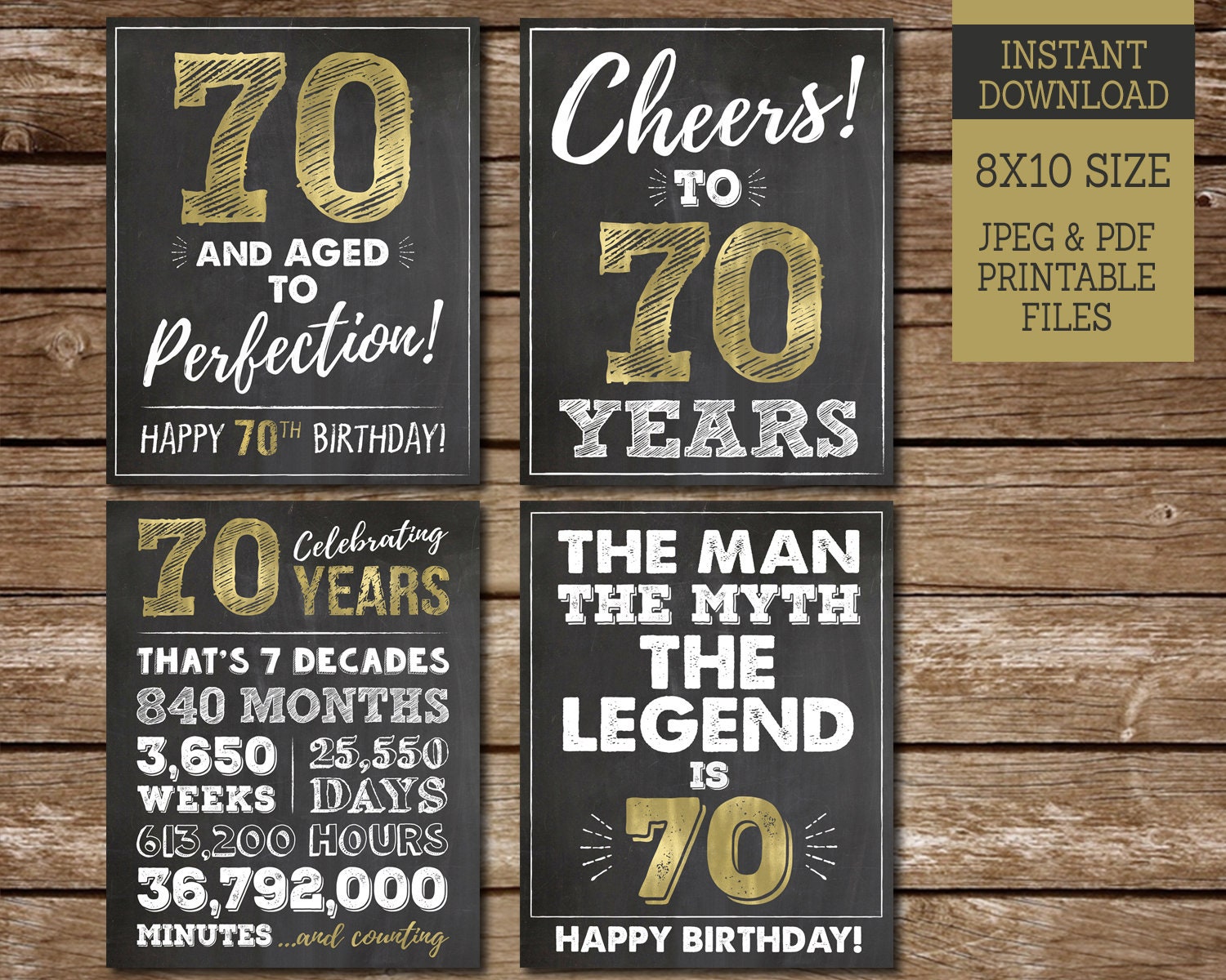 70th Birthday Signs for Men Aged to Perfection PRINTABLE - Etsy