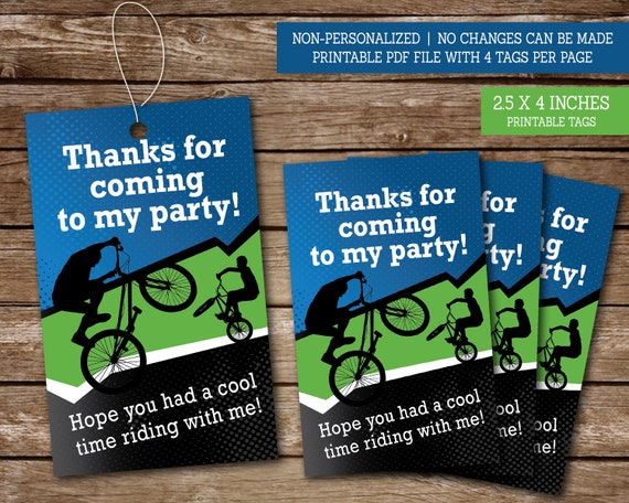 Party Favor Tags, Bike Thank You Tags, Thank You Tags, Favor Tags, Bike Birthday Party, PRINTABLE, Bike Birthday Party Il_570xn