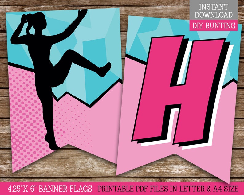 Rock Climbing Happy Birthday Banner for Girls, PRINTABLE Birthday Banner for Climbing Birthday Party Decor, DIY Banner, Instant Download CL3 image 2