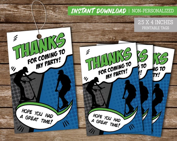 Scooter Birthday Party Thank You Tags, Scooter Party Tags, Favor Tags, Scooter Theme Birthday Party, PRINTABLE Il_570xn