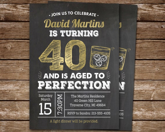 40th Birthday Invitation for Man PRINTABLE Whiskey Aged To Perfection Birthday Invite 40th 50th 60th Any Age Digital Invitation by TangledTulip Catch My Party
