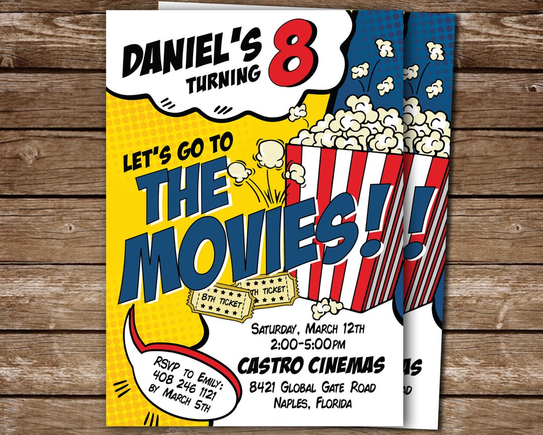 Movies Party Invitation for Boys PRINTABLE Movie Birthday - Etsy