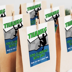 Klettern Mitbringsel Tags Junge Indoor Klettern Geburtstag Dekoration Danke Tags Digitaler Download DRUCKBARE CL5