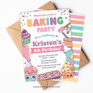 Editable Baking Birthday Party Invitation, Baking Party Invite, Cooking Birthday Invitation, Bake Cupcakes, Editable Template BAK1