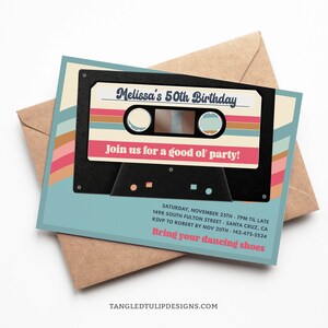 Retro Cassette Tape 50. Geburtstag Einladung Vorlage. Bearbeitbares Mixtape Party Invite Woman Good Ol 'Party Corjl VC2