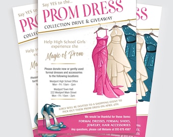 Prom Dress Fundraiser Flyer: Editable Donation Drive Template - Etsy