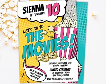 Editable Movie Girl Invitation Movie Party Birthday - Etsy