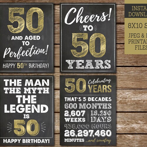 Printable 50th Birthday Decorations Cheers and Beers to 50 - Etsy