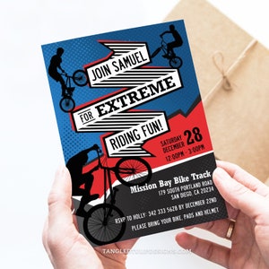 BMX Bike Birthday Invitation EDITABLE Biking Party Invite Boy BMX Bikes Extreme Biking Fun Instant Download Printable Corjl BS2