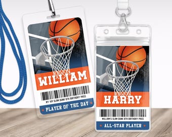 Basket VIP-märke | Namnmärke för basketspelare | Mall för redigerbar nyckelband | Nedladdning direkt BB5
