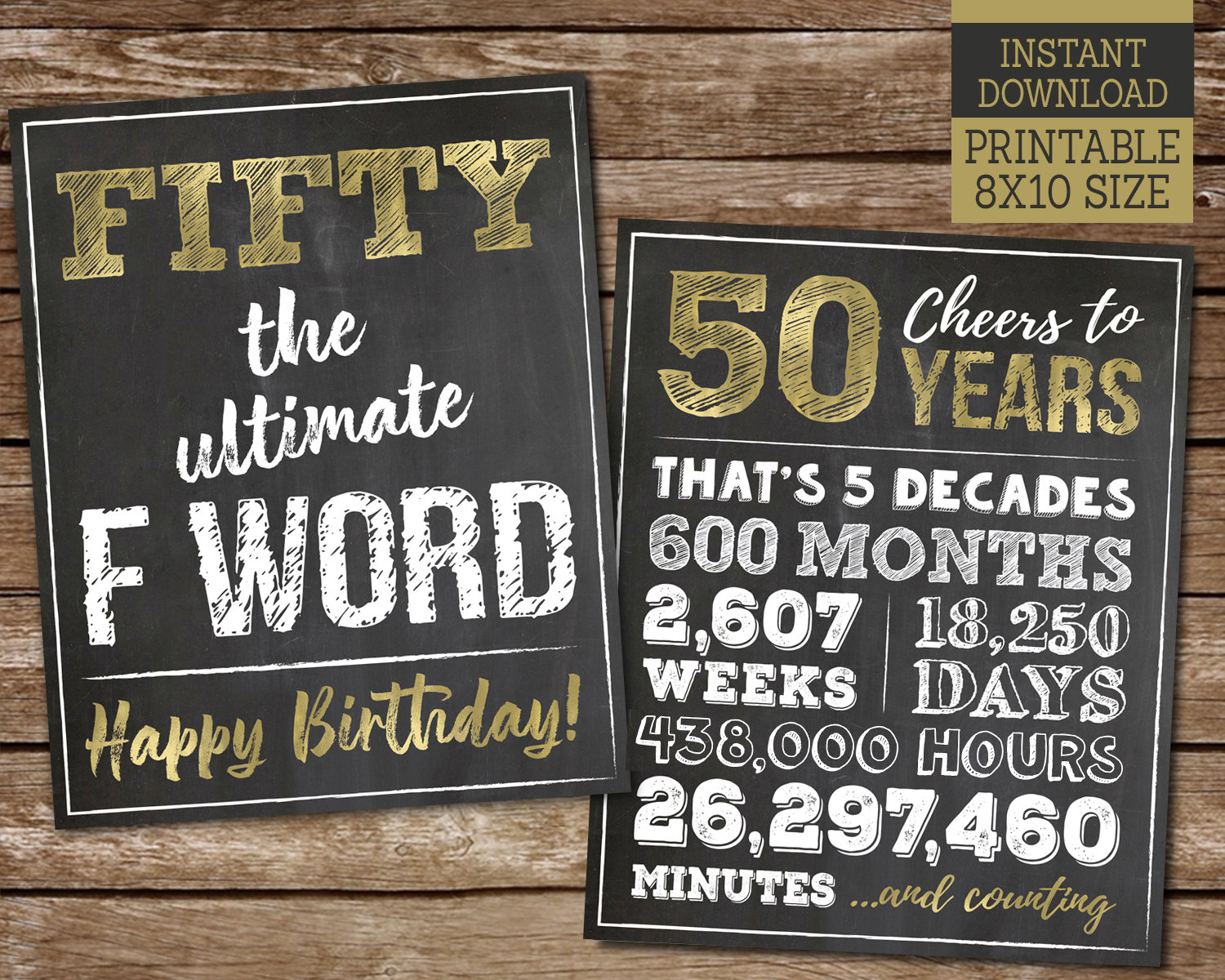 50th Birthday Sign Pack 50th Birthday PRINTABLE Signs Cheers | Etsy