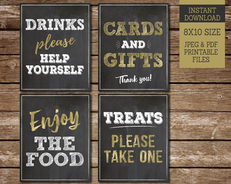 Food and Drinks Signs Cards and Gifts Sign PRINTABLE | Etsy