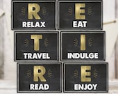 Retirement Party Sign | Relax Eat Travel Retirement Decoration | Printable Sign | Instant Download RE1
