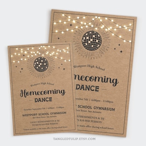 Homecoming Dance Invitation, Prom Dance Invite Template, Rustic Dance Poster Printable editable template High School Dance HOC1
