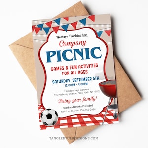 Company Picnic Invitation | Staff Appreciation Company Picnic BBQ Event | Printable Editable Template | Instant Download