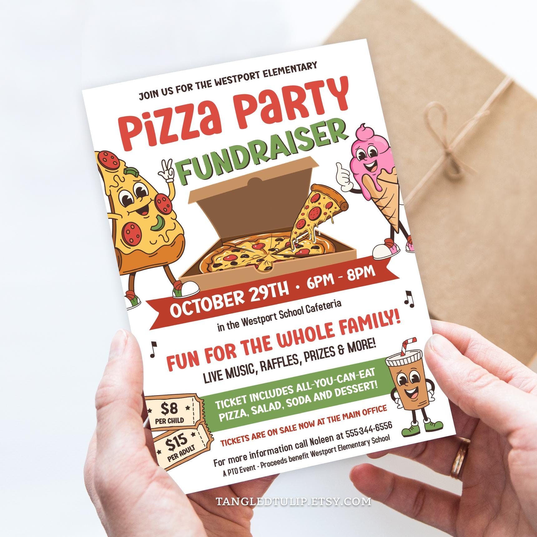 Pizza Party Raffle Editable Pizza Party Fundraiser Invitation Flyer, School Pizza ...