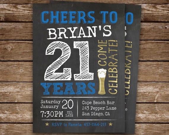 21st Party Invite for a Man, Cheers to 21 Years Beers Digital Invite for Any age, Birthday Party Invitation, Beer Invite Il_570xn