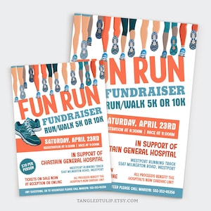 Editable Fun Run Fundraiser Flyer, Fun Run Invitation Flyer Template, Run Walk Race Flyer, Printable Fun Run Announcement FRW1