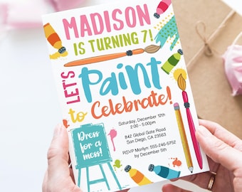 Art Painting Birthday Invitation | Girl Artist Birthday Party Invite | Printable Editable Template | Instant Download AR1