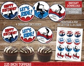 BMX Bike Party Cupcake Toppers, PRINTABLE BMX Biking Birthday Cupcake Toppers for Boys Party, Comic Style, Instant Download Il_170x135