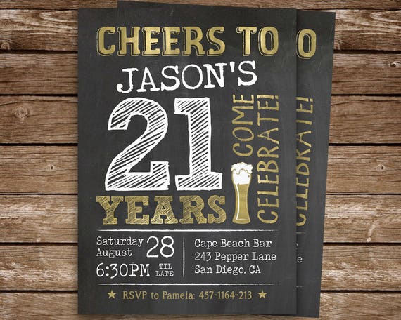 21st Birthday Invitation for Man, Cheers to 21 Years Printable Beers Invite, Digital Invite for 21st Party, Custom Colors, Beer Theme Il_570xn