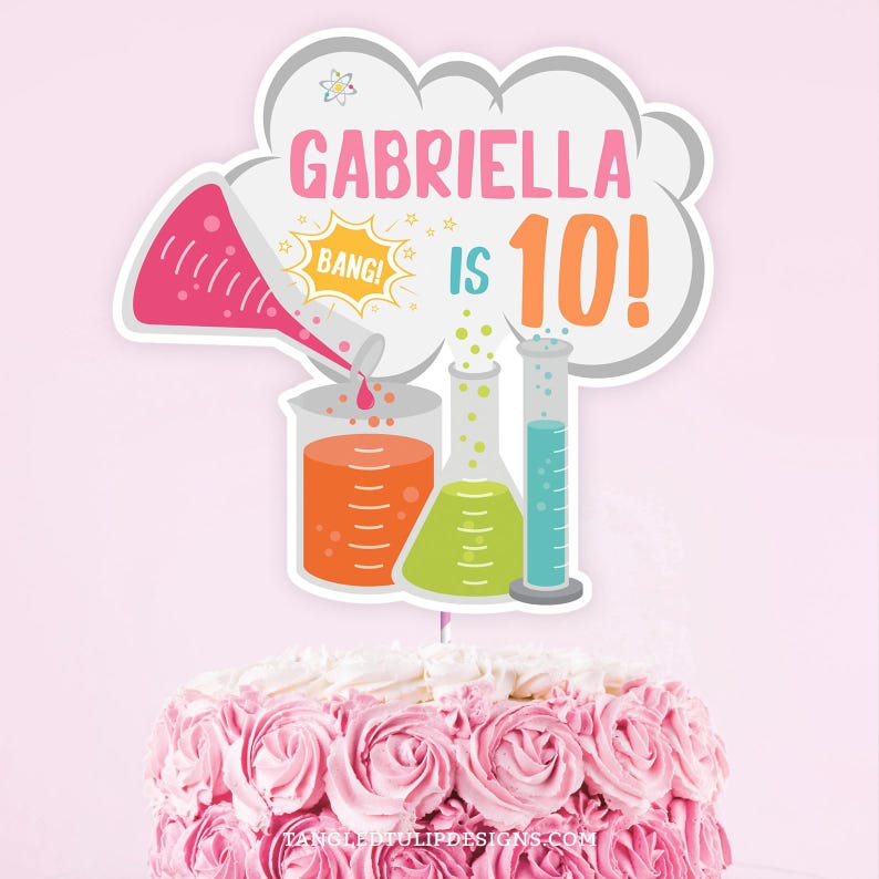 Ag Science Topper Science Party Cake Topper | Custom Name & Age Birthday Cake Topper ...