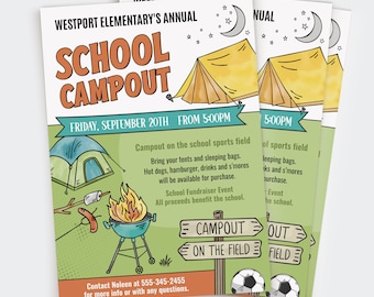 Schulzeltlager Flyer | Schulcamping-Spendenaktion | Druckbare bearbeitbare Vorlage | Sofort Download