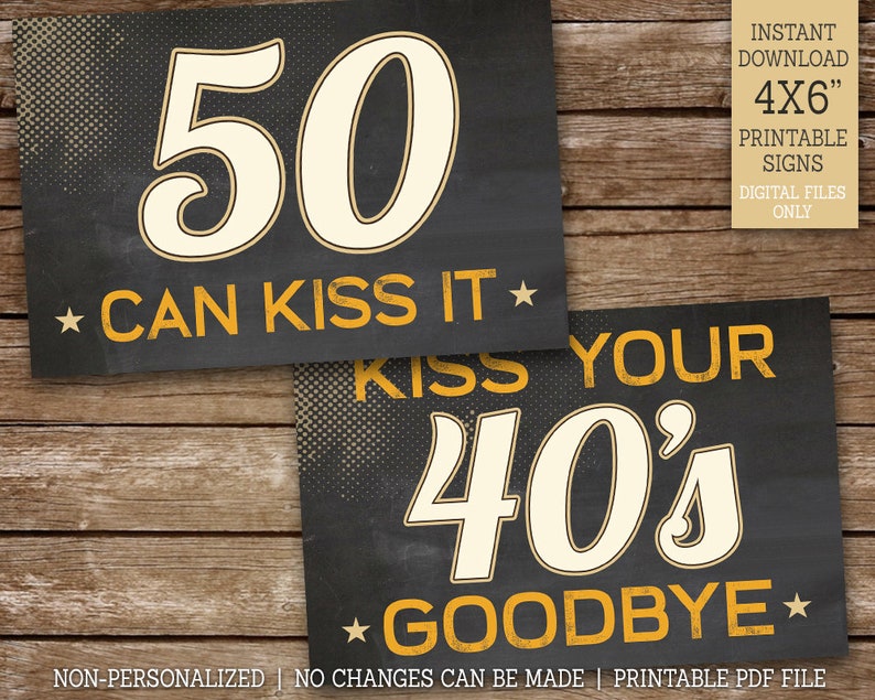 6 Chalk Style Signs 50th Party Decor Printable 50 Sucks 50 Rocks Kiss Your 40 S Goodbye Cheers To 50 Years 50 Blows Banners Signs Paper Party Supplies Jewellerymilad Com