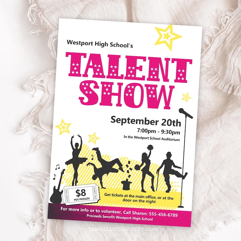 High School Talent Show Flyer | Student Talent Show Poster | Printable ...