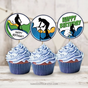 Scooter Birthday Cupcake Toppers Boy Scooting Party Cake Comic Dtyle Cake Download Digital PRINTABLE SC1