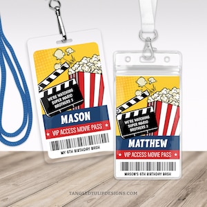 Bewerkbare VIP-badges voor filmfeest, tag VIP-toegangspas voor VIP-film, verjaardag jongensfilm, koord filmverjaardag, digitale download, Corjl, MO1