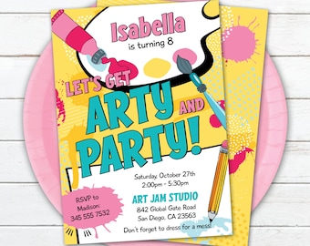 Art Birthday Invitation | Girl Artist Painting Birthday Party Invite | Printable Editable Template | Instant Download