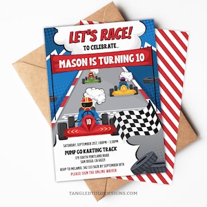 Zaproszenie na urodziny Go Kart, zaproszenie na imprezę Go Kart, zaproszenie na karting, urodziny Go Kart, zaproszenie na wyścigi Go Karting, zaproszenie cyfrowe, Corjl