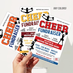 Cheer Fundraiser Event Flyer and Poster, Editable Cheerleading Fundraiser Invitation Template, School Cheer Invite, Any Colors FCF1