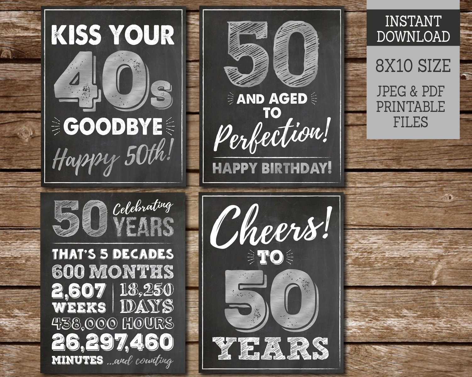 kiss-your-40s-goodbye-50-aged-to-perfection-happy-50th-birthday-printable-signs-cheers-to-50-years-instant-download-ms50-etsy for Free Printable 50th Birthday Signs Kiss Your 40s Goodbye, 50 Aged to Perfection, Happy 50th Birthday PRINTABLE Signs, Cheers to 50 Years, Instant Download MS50 - Etsy for Free Printable 50th Birthday Signs