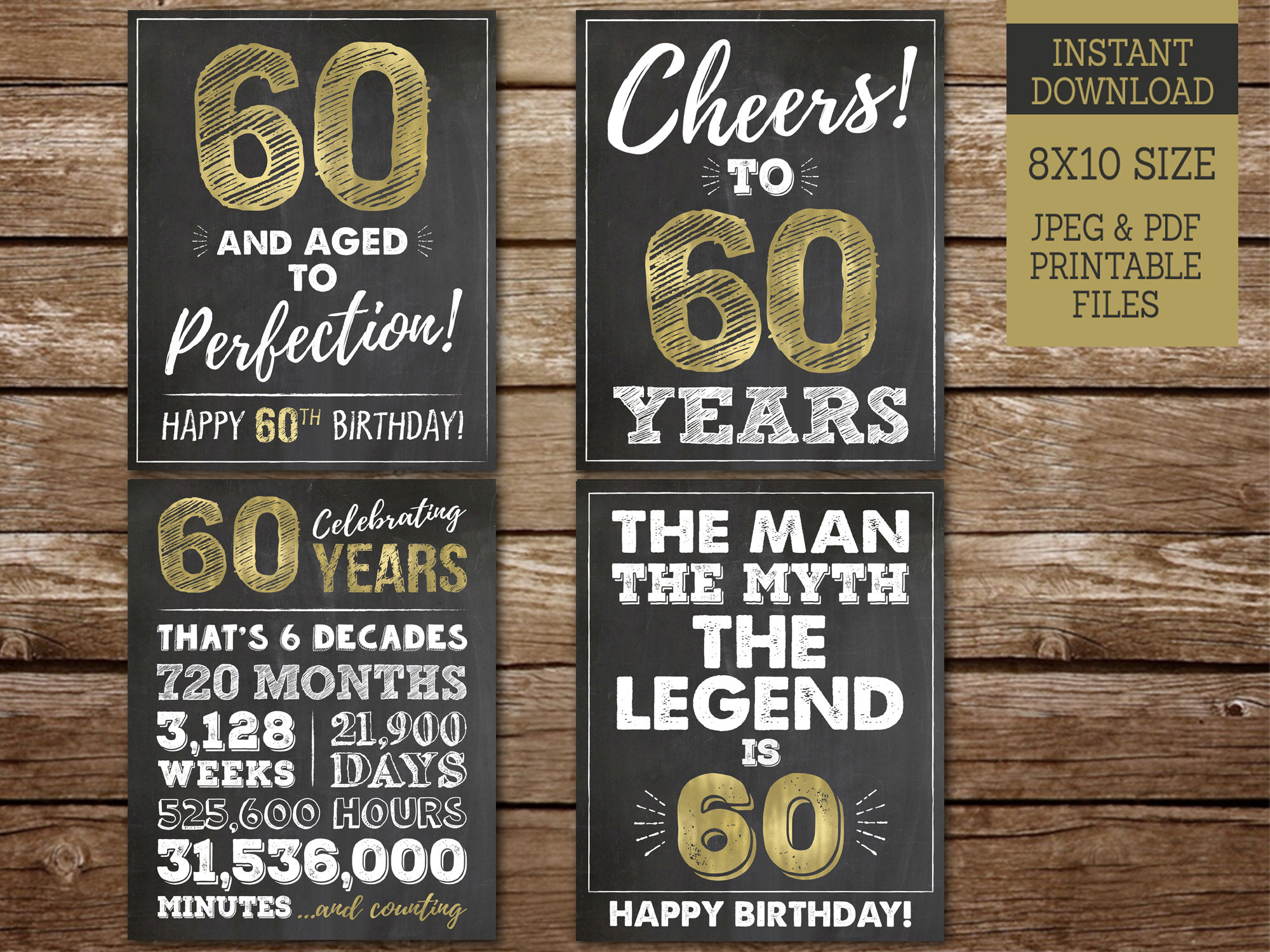 60th Birthday Signs for Men PRINTABLE Cheers to 60 Years Etsy Australia